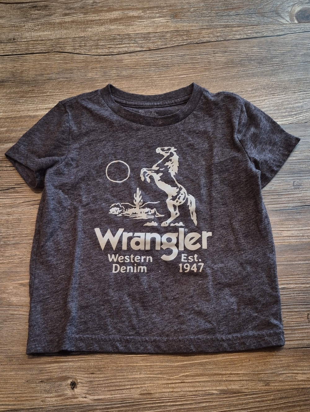 Wrangler Kids Brown Graphic Tee with White Horse Logo